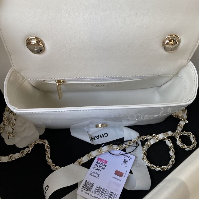 2023 CC original patent calfskin mini flap bag A99857 white