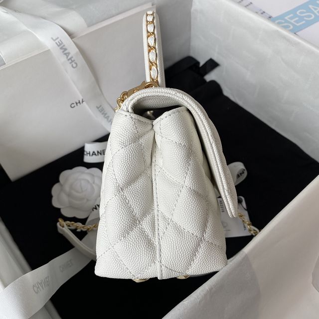 CC original grained calfskin mini coco handle bag AS2215-2 white