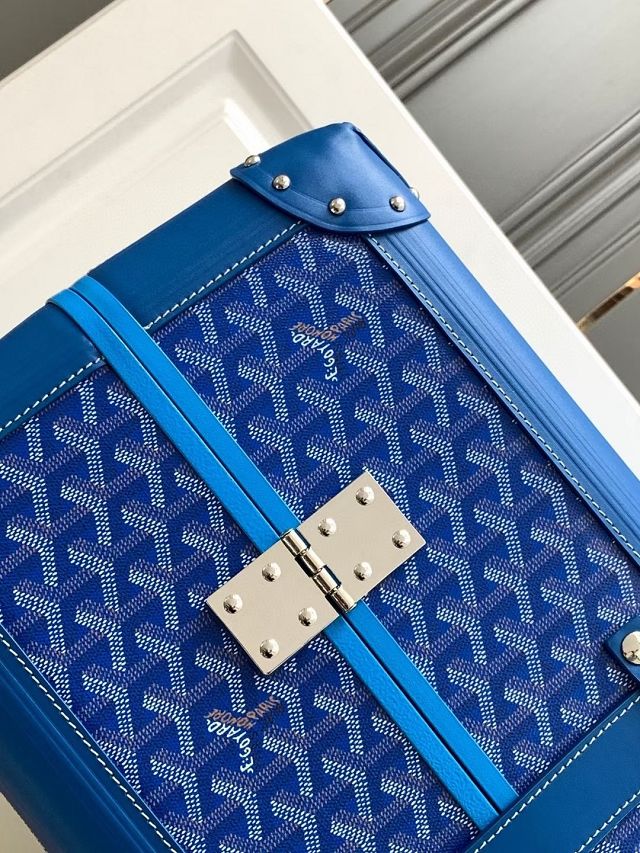 Goyard handmade original canvas&calfskin bourget trolley case GY0033 blue