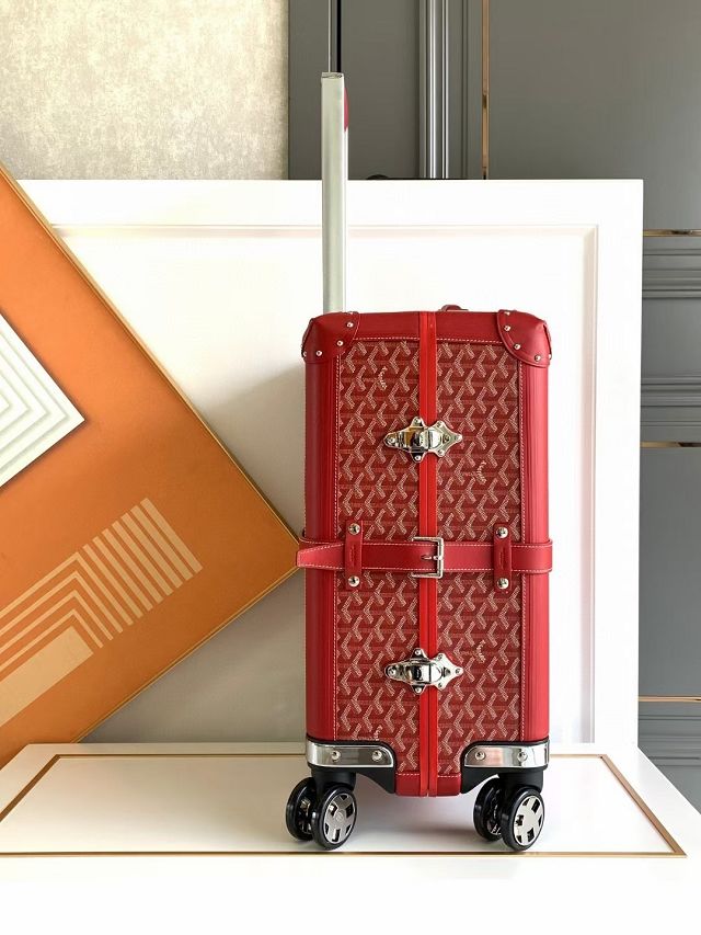 Goyard handmade original canvas&calfskin bourget trolley case GY0033 red