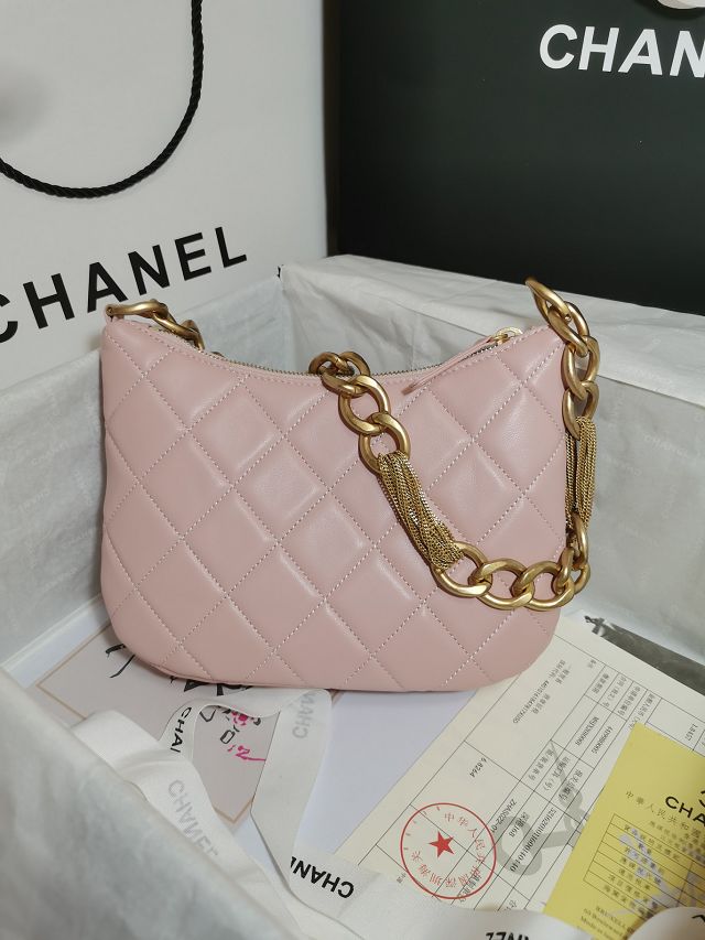 2023 CC original lambskin hobo handbag AS4220 light pink