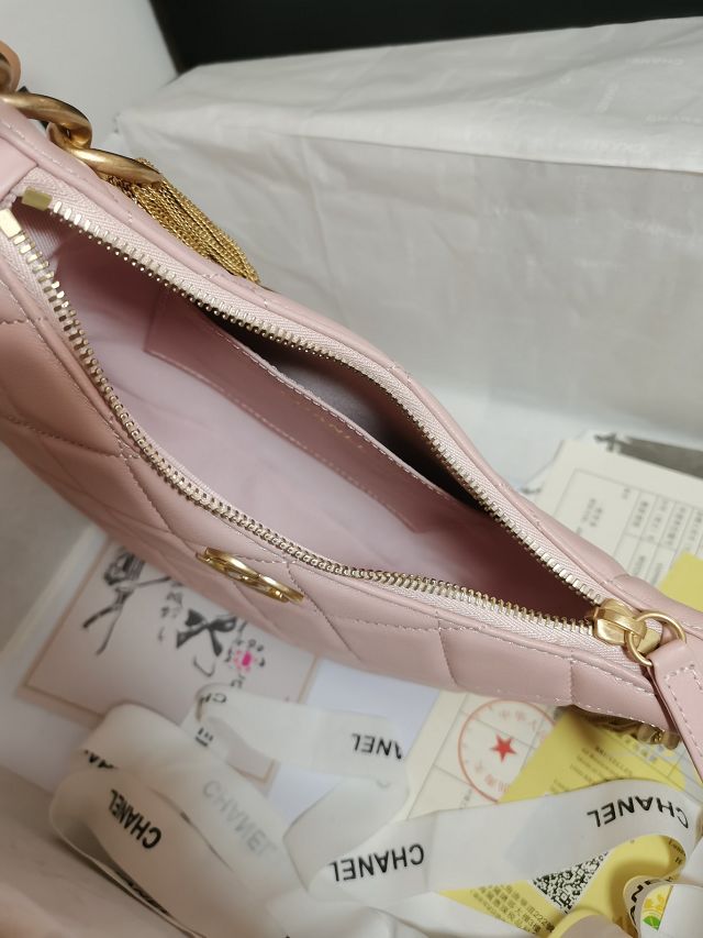 2023 CC original lambskin hobo handbag AS4220 light pink