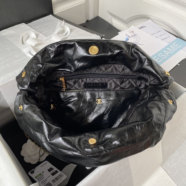 2023 CC original crumpled calfskin 22 small handbag AS3260 black