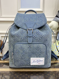 Louis vuitton original denim montsouris backpack M22534 blue