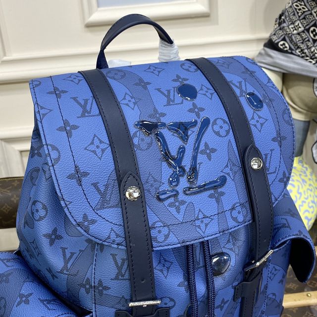 Louis vuitton original monogram canvas christopher backpack mm M22636 blue