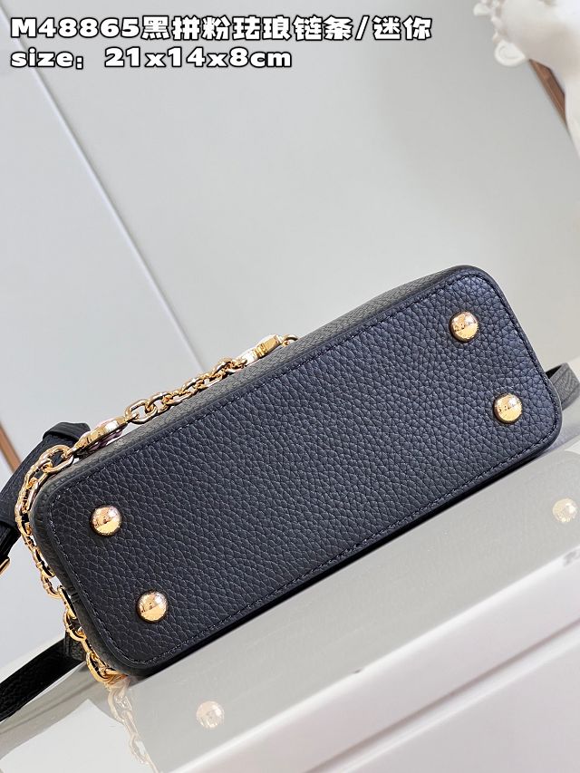 Louis vuitton original calfskin capucines mini handbag M22375 black