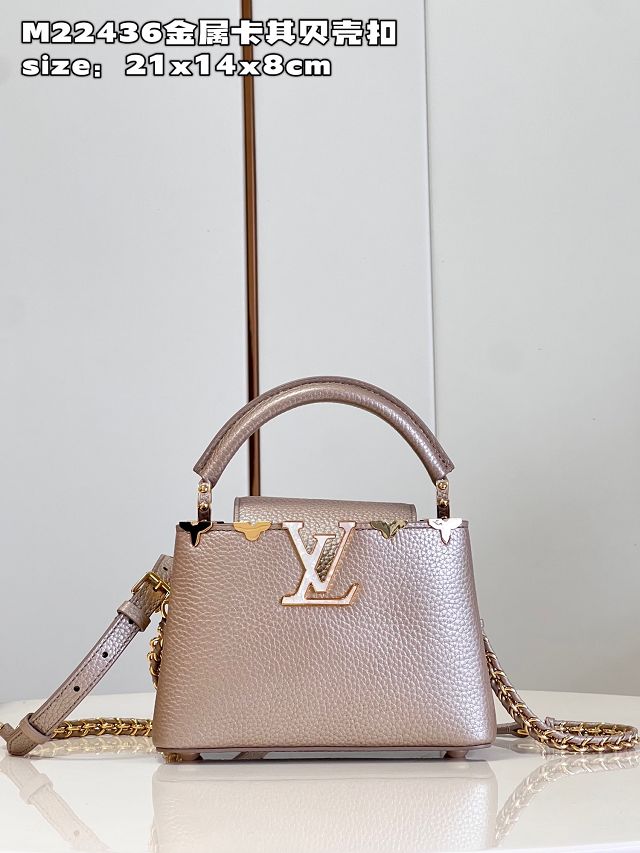 Louis vuitton original calfskin capucines mini handbag M22606 light gold