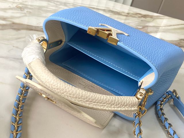 Louis vuitton original calfskin capucines mini handbag M22606 sky blue