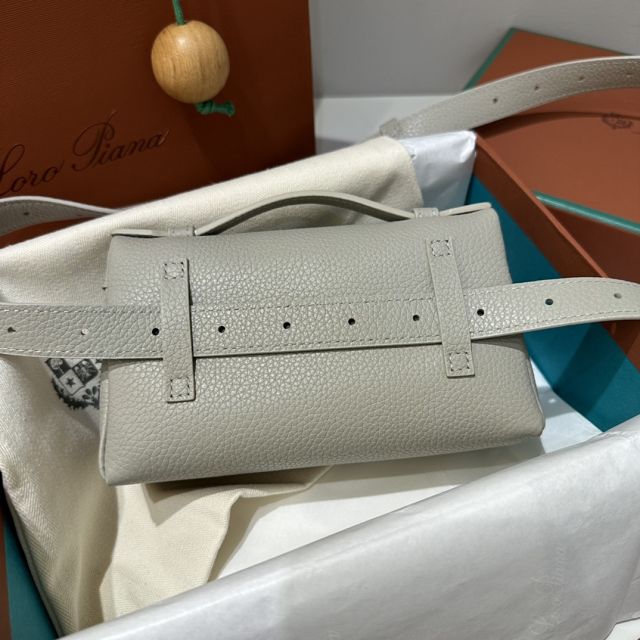 Loro Piana original calfskin extra pocket belt bag FAN4030 light grey