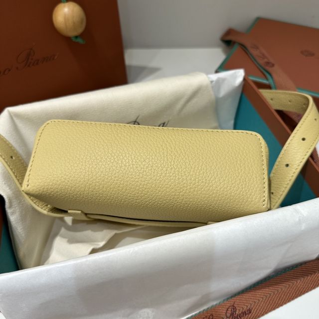 Loro Piana original calfskin extra pocket belt bag FAN4030 light yellow