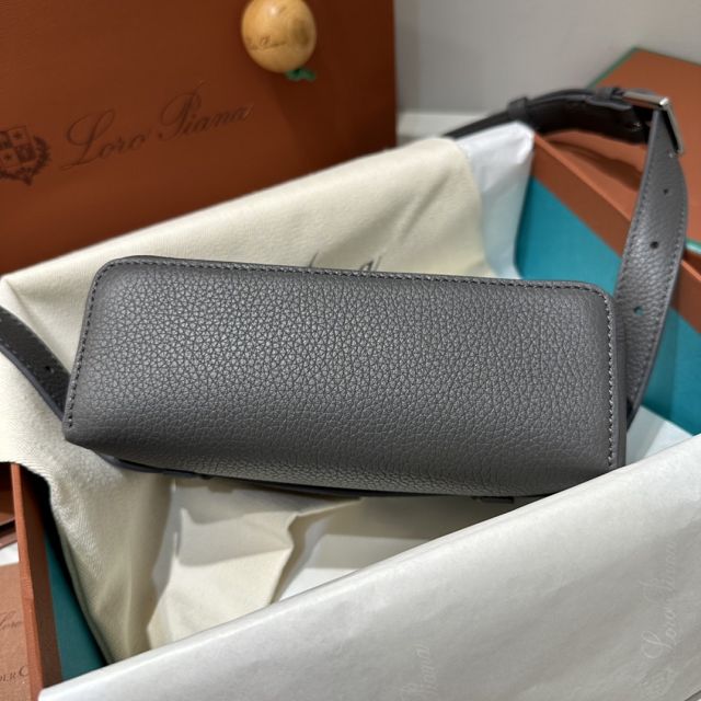 Loro Piana original calfskin extra pocket belt bag FAN4030 dark grey