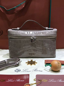 Loro Piana original crocodile leather extra pocket pouch FAN4199 grey