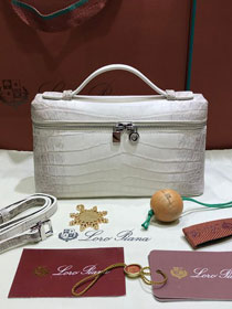 Loro Piana original crocodile leather extra pocket pouch FAN4199 white