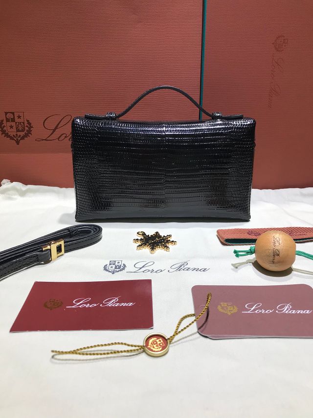 Loro Piana original lizard leather extra pocket pouch FAN4199 black