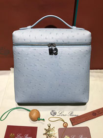 Loro Piana original ostrich leather extra pocket backpack FAN4041 light blue