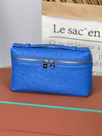 Loro Piana original ostrich leather extra pocket pouch FAN4199 blue