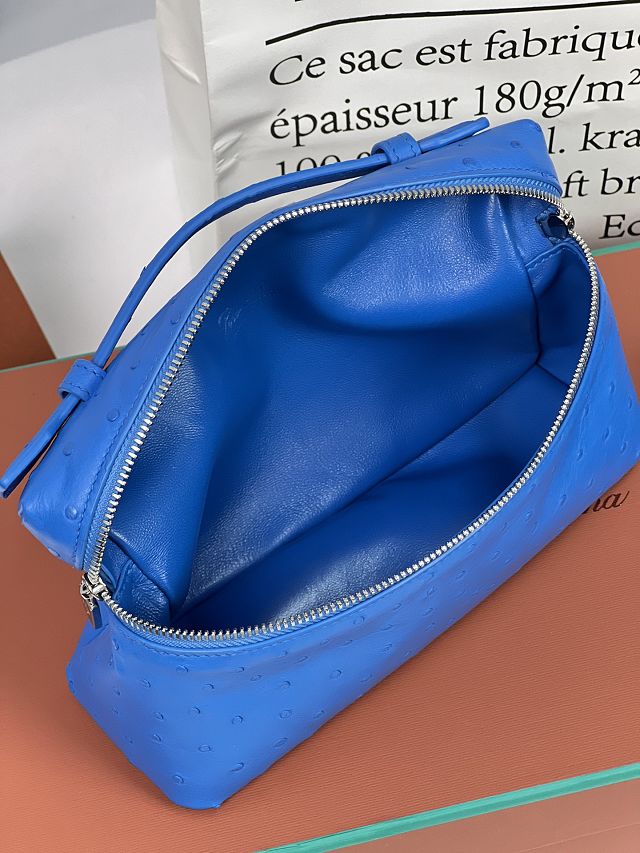 Loro Piana original ostrich leather extra pocket pouch FAN4199 blue