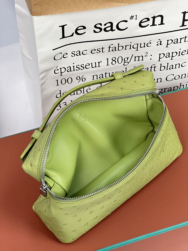 Loro Piana original ostrich leather extra pocket pouch FAN4199 light green