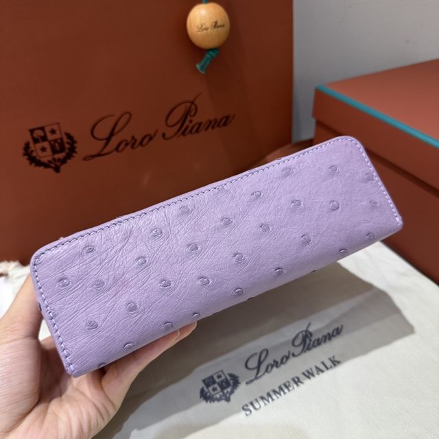 Loro Piana original ostrich leather extra pocket pouch FAN4199 purple