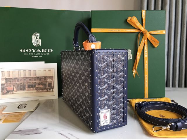 Goyard original canvas grand hotel trunk bag GY0036 navy blue