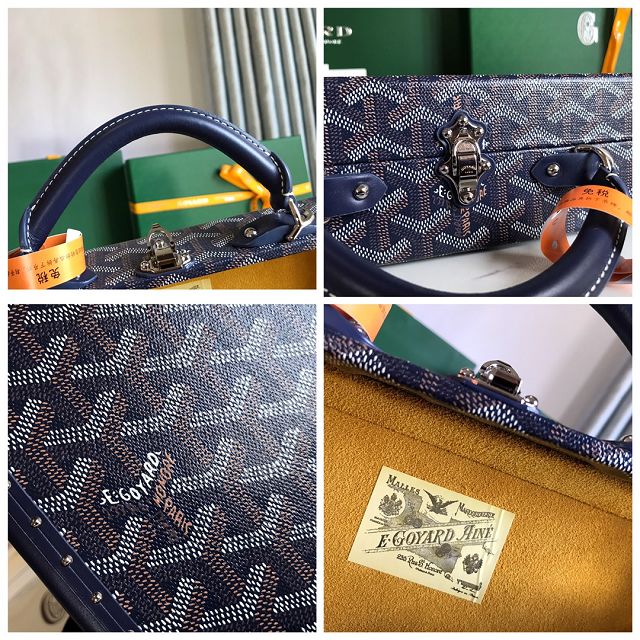 Goyard original canvas grand hotel trunk bag GY0036 navy blue