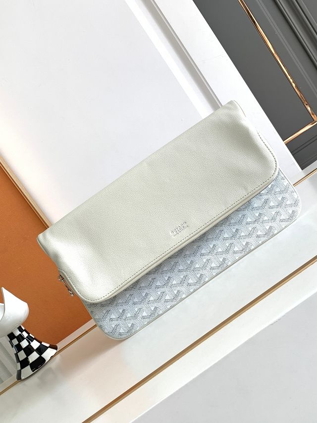 Goyard original calfskin&canvas sainte marie MM clutch GY0020 white