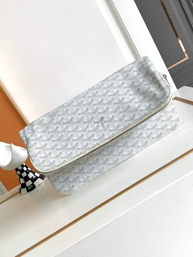 Goyard original calfskin&canvas sainte marie MM clutch GY0020 white