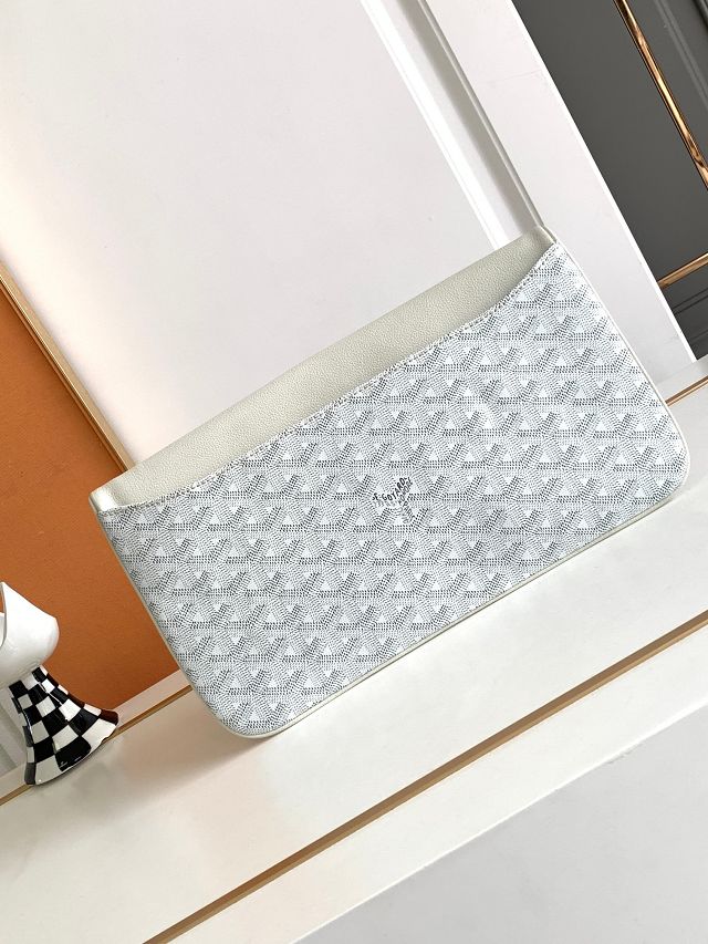 Goyard original calfskin&canvas sainte marie MM clutch GY0020 white