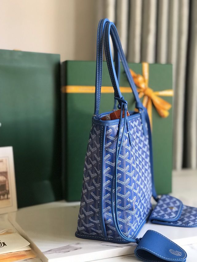 Goyard original calfskin&canvas reversible anjou mini bag GY0086 blue