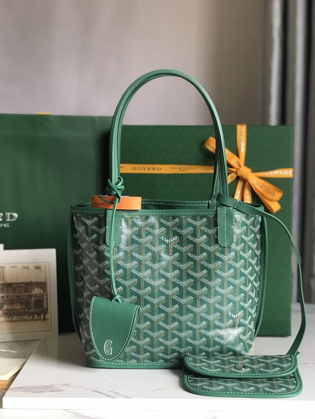 Goyard original calfskin&canvas reversible anjou mini bag GY0086 green