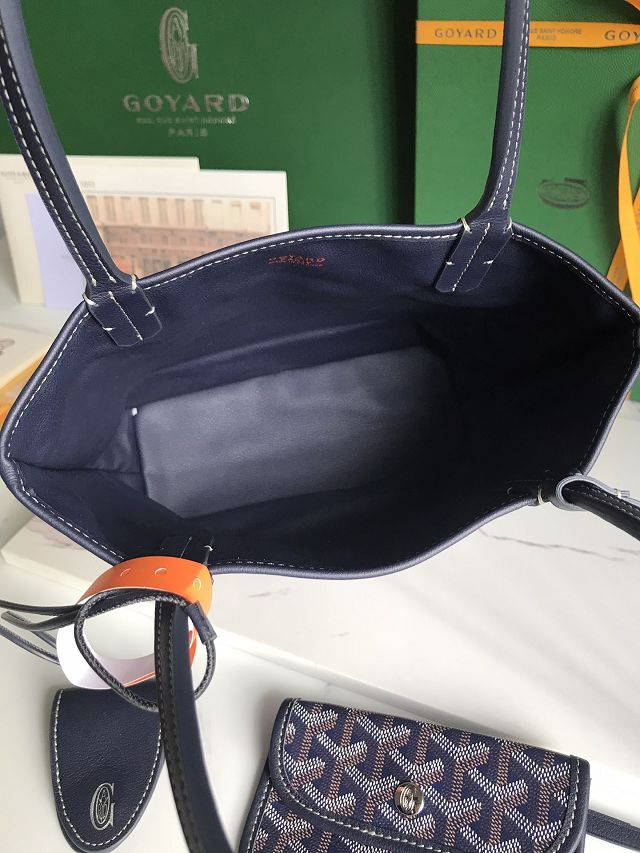 Goyard original calfskin&canvas reversible anjou mini bag GY0086 navy blue