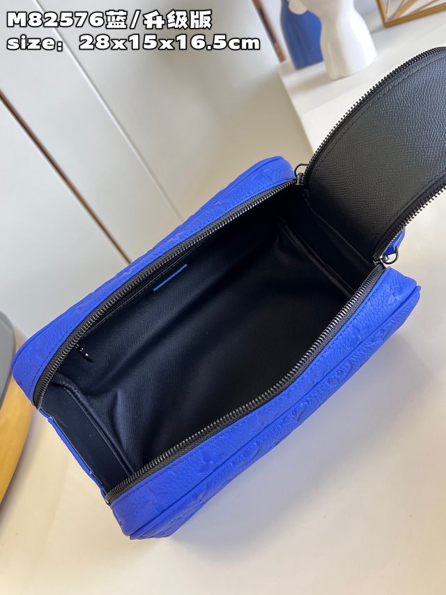 Louis vuitton original calfskin dopp kit toilet pouch m44494 blue