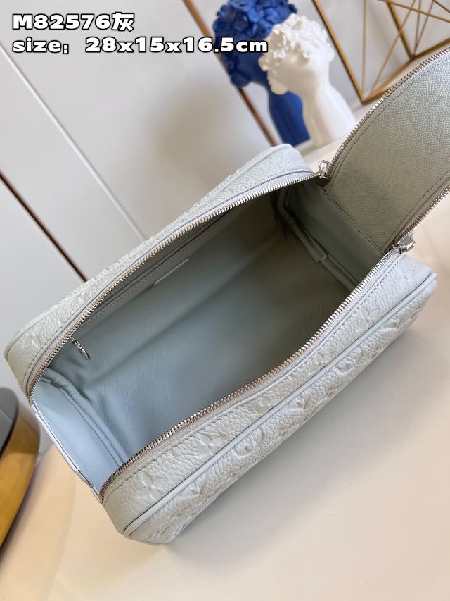 Louis vuitton original calfskin dopp kit toilet pouch m82576 grey