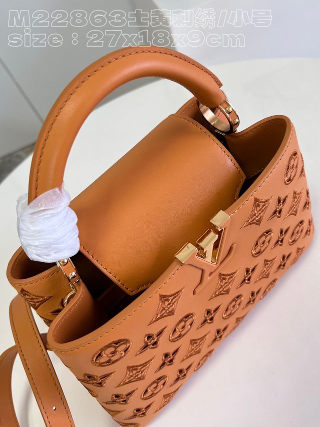 Louis vuitton original calfskin capucines BB handbag M21103 brown