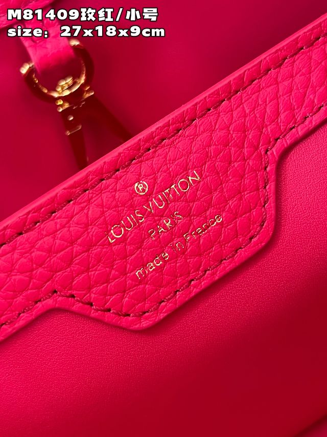 Louis vuitton original calfskin capucines BB handbag M58671 rose red