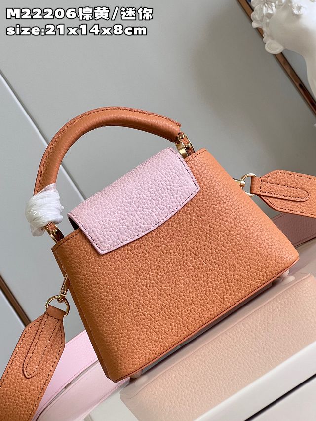 Louis vuitton original calfskin capucines mini handbag M48865 brown&pink