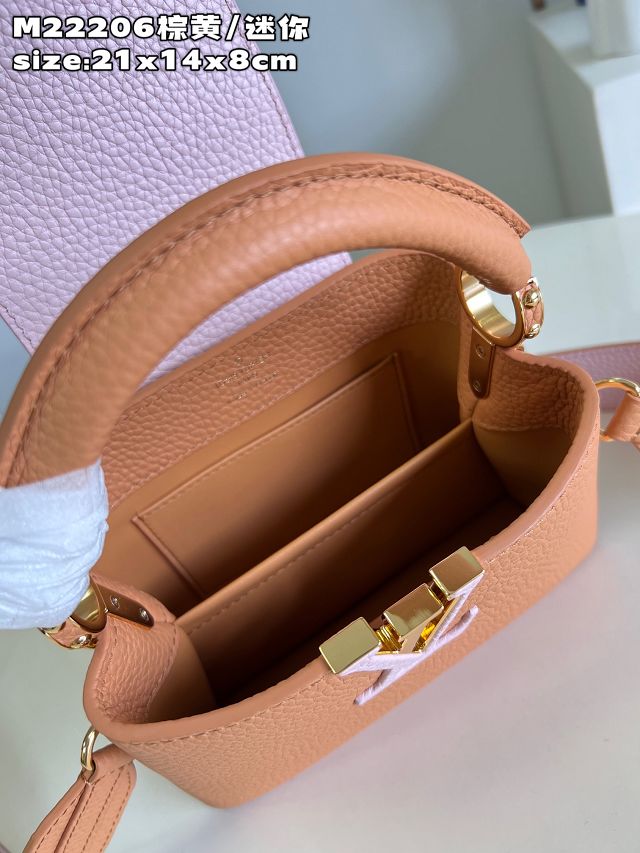 Louis vuitton original calfskin capucines mini handbag M48865 brown&pink