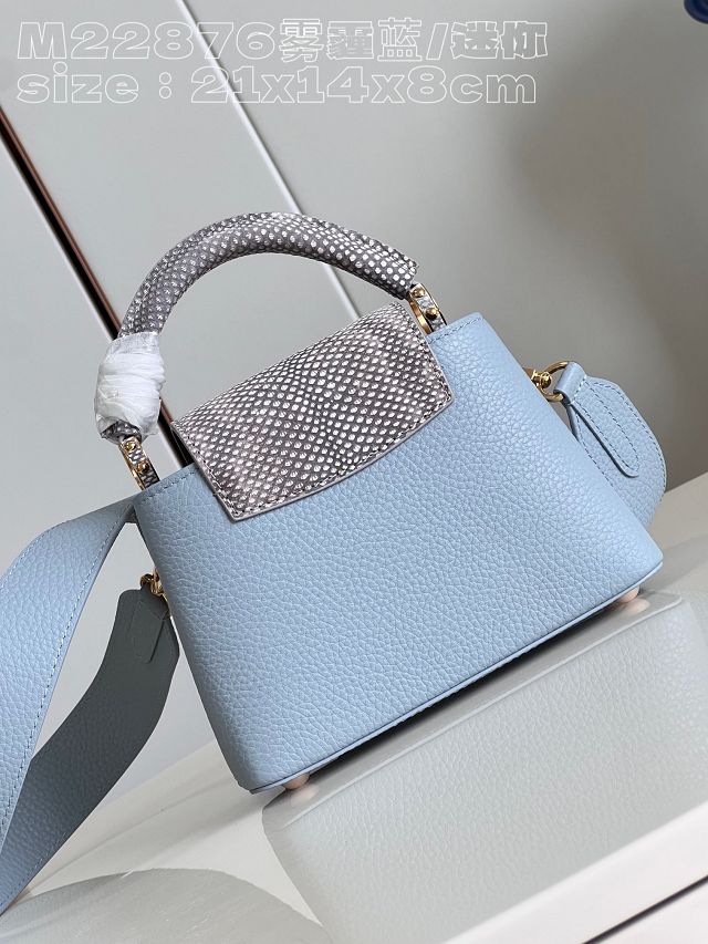Louis vuitton original calfskin capucines mini handbag M48865 light blue