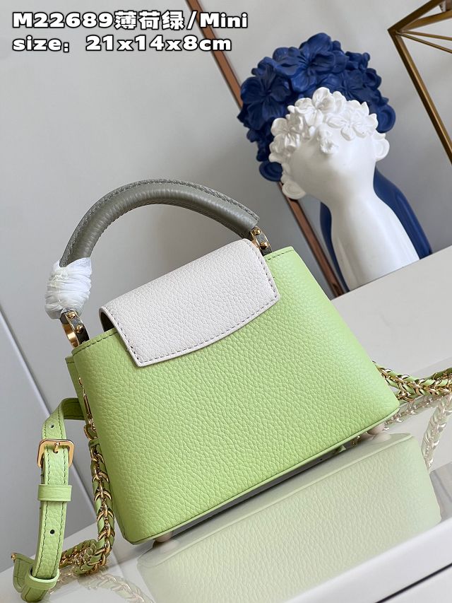 Louis vuitton original calfskin capucines mini handbag M48865 light green