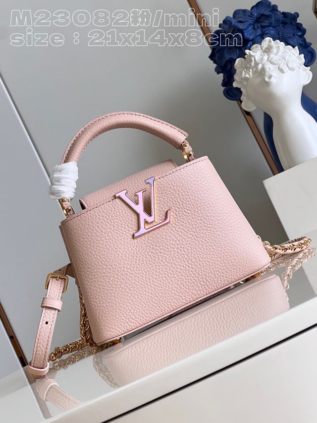 Louis vuitton original calfskin capucines mini handbag M48865 light pink