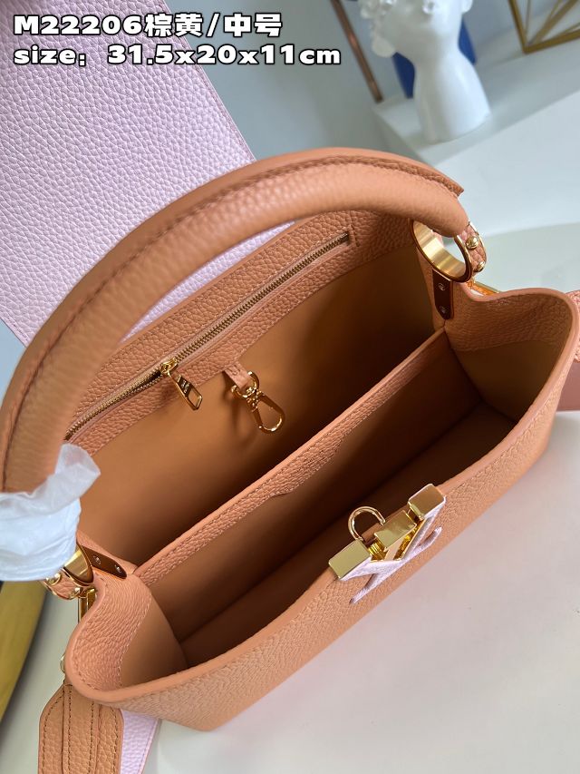 Louis vuitton original calfskin capucines mm handbag M20704 brown