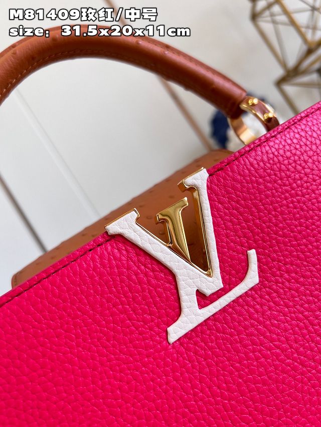 Louis vuitton original calfskin capucines mm handbag M20704 rose red