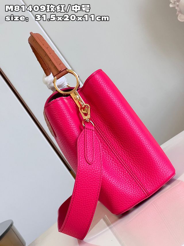 Louis vuitton original calfskin capucines mm handbag M20704 rose red