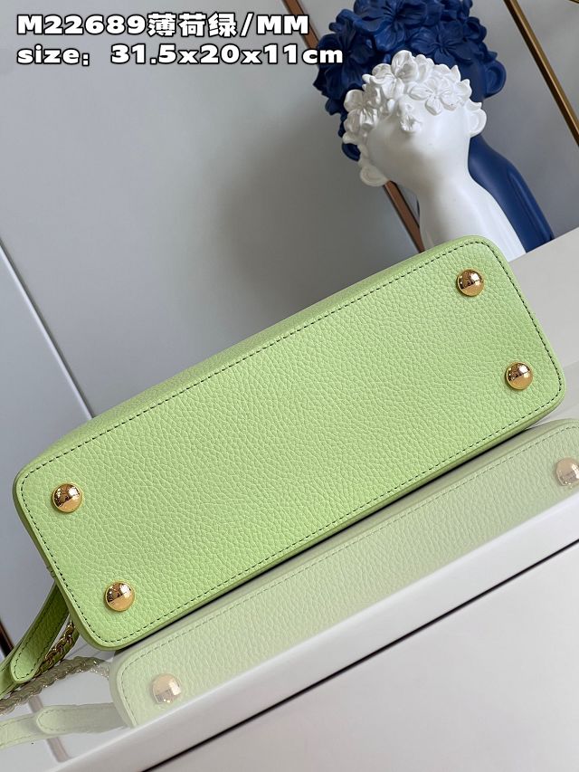 Louis vuitton original calfskin capucines mm handbag M59516 light green