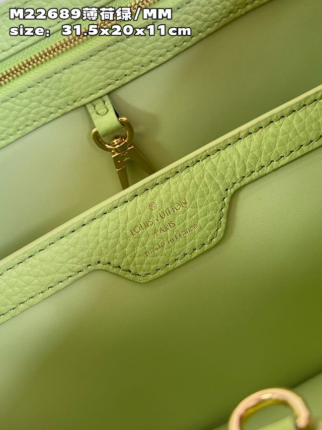 Louis vuitton original calfskin capucines mm handbag M59516 light green
