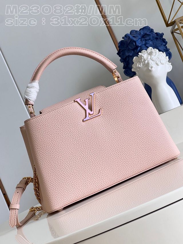 Louis vuitton original calfskin capucines mm handbag M59516 light pink