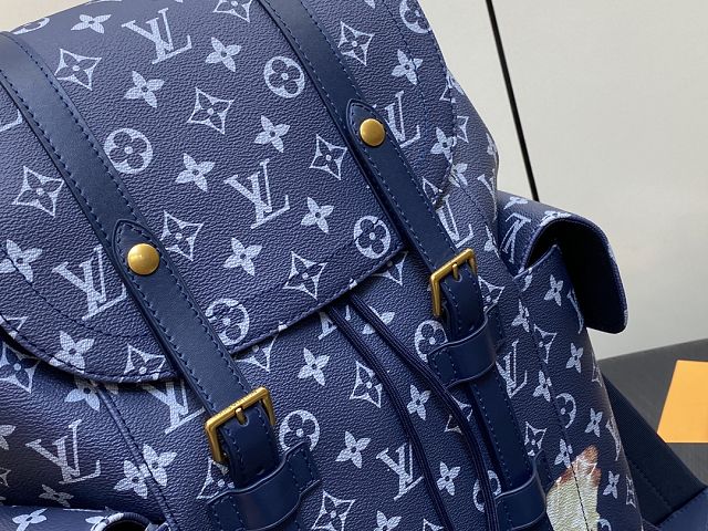 Louis vuitton original monogram canvas christopher backpack mm m41379 blue