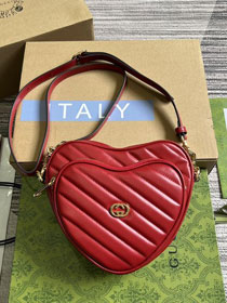2023 GG original calfskin mini heart shoulder bag 751628 red