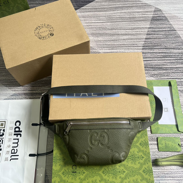 GG original calfskin small belt bag 658582 dark green