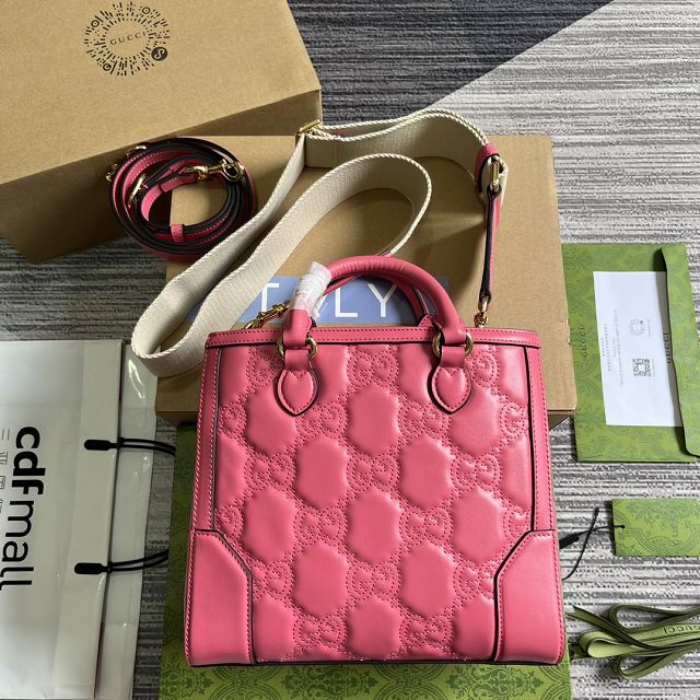 2023 GG original matelasse leather mini top handle bag 728309 hot pink